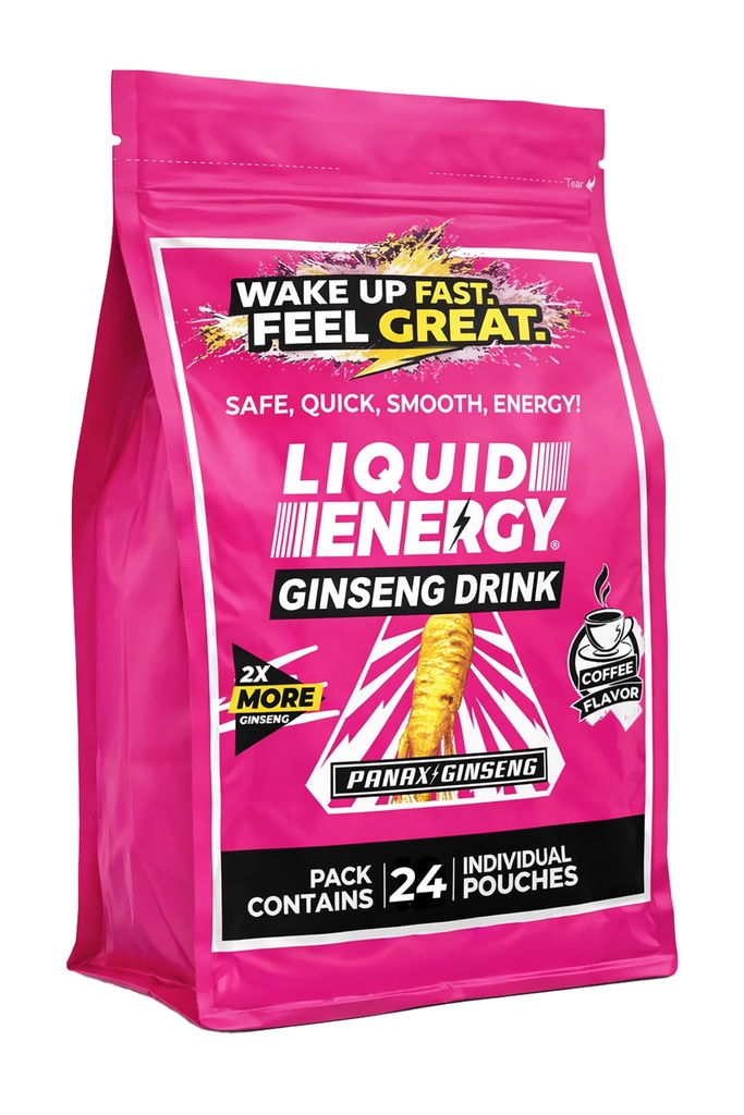 Vital 4U® Liquid Energy Shot - Ginseng, B Vitaminas, Naturalmente Endulzado, Café Flavor, 24 ct