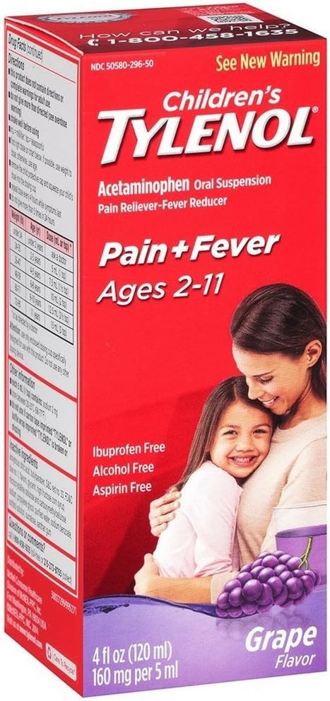 TYLENOL La Suspensión Oral Infantil Grape Splash Flavor 4 oz (Pack of 4)