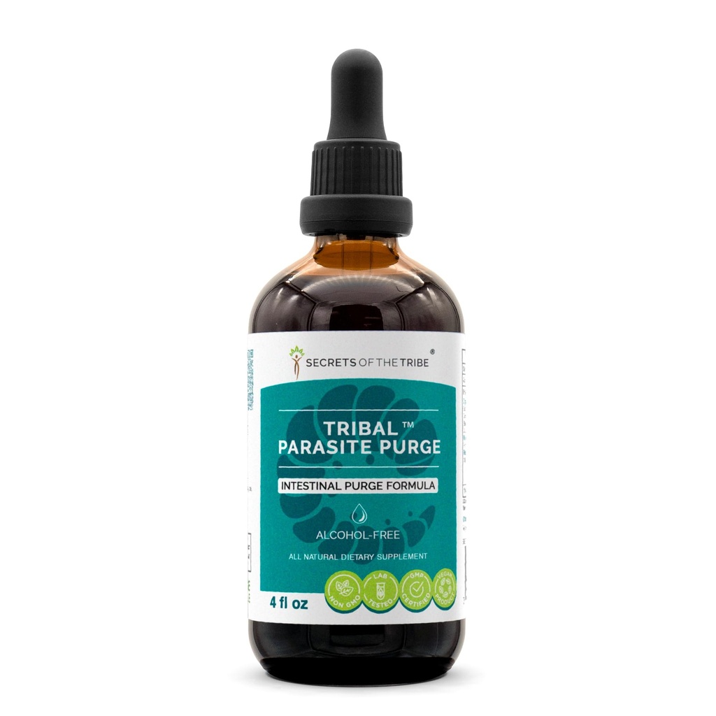 Secrets of the Tribe Tribal Parasite Alcohol-Free Extract, High-Potency Herbal Drops, Tincture Hecho de arándano, ajo, nuez negra, OSHA, Wormwood, Pumpkin. Fórmula 4 oz