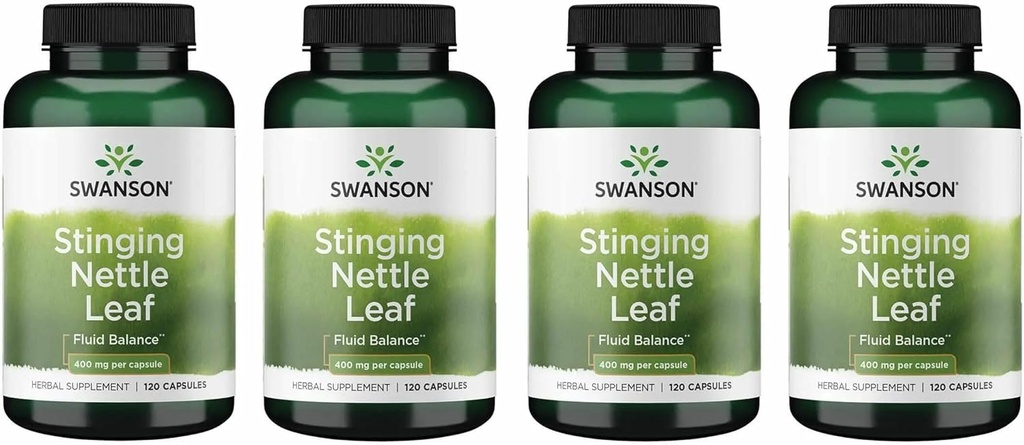 Swanson Stinginging Nettle Leaf (Urtica Dioica) - Herbal Supplement Promoting Urinary Tract &amp; Respiratory Health Support - May Support Healthy Fluid Balance - (120 Capsules) (4 Pack)