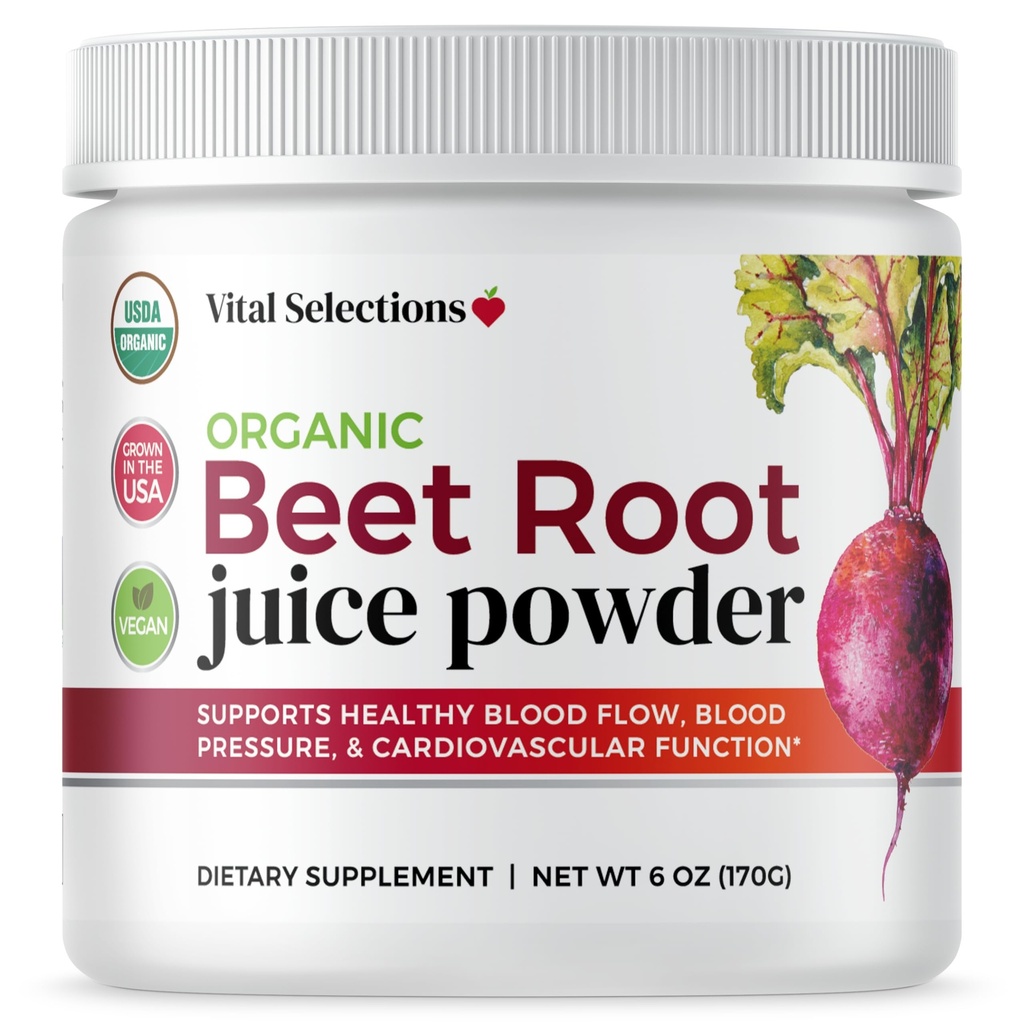 100% Orgánica de Beet Root Juice Powder, más alta pureza y potencia, EE.UU. Grown, Superior Beet Drying Technology, Maximum Nitric Oxide Boost for Cardio Support and Athletic Performance