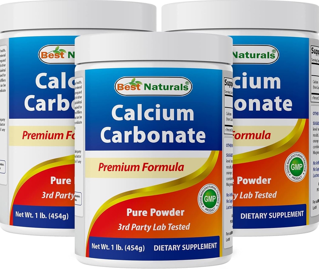 Mejores Naturales Calcio Carbonato Powder 1 Libra - Grado alimenticio (16 OZ (Pack of 3))