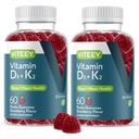 VITEEY Vitamina D3 K2 Gummies - 1000 UI Vitamina D3 y K2 100mcg - Hueso & Corazón Salud para Adultos y Adolescentes - Vegetariano, Gelatina Gratis, GMO Gratis - Tasty Chewable D3K2 Vitaminas Strawberry Flavored Gummy