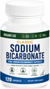 Bicarbonato de sodio clásico 650mg Uso orgánico natural Píldoras de bicarbonato de sodio Tablas de bicarbonato de sodio (caps) Alcalinidad ácido de estómago 120caps