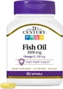 21th Century Fish Oil 1000 Mg Softgels, 60 Cuenta (Pack of 2)