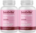 Ácido Lipoico alfa 600mg (por cápsula) con Biotina para Mejorar la Absorción (240 cápsulas vegetarianas) (2 x 120) No Fillers - No Stearates - Sin agentes de flujo