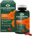 eyetamins Vision Support - 60 capsules, Oftalmólogo-Formulado - 2X Lutein y Zeaxanthin de marcas líderes - Plant-Based, Natural - Vegan y Non-GMO Formula (60 Cuenta)