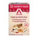 Atkins Blueberry Griego Yogurt & Strawberry Shortcake High Protein Bar, Alto Fiber, Keto Friendly, 12 Cuenta (6 Bares Cada Sabor)
