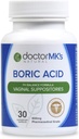Los Suppositorios Acidos NATURAL del doctor MK (600mg) para el soporte de pH saludable. 30 cápsulas de supositorio vaginal