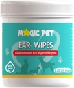 Limpiador de oídos de perros — 120 Grooming Wipes W/Aloe Vera &amp; Eucalyptus — Gentle 99% Water Pet Ear Wipes for Odor & Wax Removal — Otic Dogs & Cats Ears Cleanser Itch-Free Pet Grooming Supplies