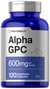 Horbäach Alpha GPC 600mg tención 120 Capsules ← Vegetariano, No GMO &amp; Gluten Free Choline Suplemento Silencioso Apoyo Saludable Memoria, Enfoque y Claridad