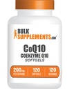 BulkSupplements.com CoQ10 200mg Softgels - para la salud del corazón, Coenzyme Q10 200mg Suplemento, Gluten Free, 1 Softgel por Serving, 120 Cuenta (Pack of 1)