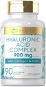 Complejo de ácido hialurónico de Carlyle 900 mg TENIDO con Collagen y MSM TEN 90 cápsulas TENIDO NO GMO, Gluten Suplemento gratuito