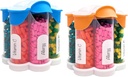 Organizador de píldoras extra grande diario, semanal, suplemento mensual botella, dispensador de píldoras lindo Blossom con 7 compartimentos XL (2 Pack Combo) (Light Blue y Orange)