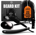 Royal Clips Beard Kit  4 Piece Beard Grooming Kit ¦ Beard Brush, Comb, Tijeras y Straight Razor - Regalo ideal para hombres, marido, novios, familia &amp; amigos