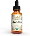 Awaken - Suplemento de energía orgánica - 2 oz Liquid in a Glass Bottle - Yerba Mate, Eleuthro Root, Red Ginseng, Peppermint, Ginkgo Blob, Ashwaganhda, Guayusa - por Khroma Herbs