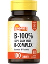 Sundance Vitamina B-Complex 100% Valor diario tención 100 Tablets ← Vegetariano, No GMO, y Gluten suplemento libre