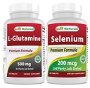 Mejores Naturales L-Glutamina 500 mg " Selenium 200 mcg
