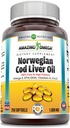Increíble Omega Norwegian Cod Liver Oil 1000 Mg Softgels Suplemento Ø Omega-3, EPA, DHA, Vitamina A, D &amp; Vitamina E (Orange peru 250 Conde)