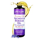Lifeline Wild Anchovy + Borage Oil for Dogs ← Omega-6 GLA Suplemento para la salud de la piel, alergias " Cuna tóxica Reduce la cama, picazón " Inflamación – 26 oz