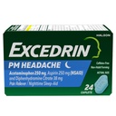 Excedrina PM para alivio de dolor de cabeza, Acetaminofeno 250mg, Aspirina 250mg, Diphenhydramine Citrate 38mg, Dolor de dolor, Noche de dormir-Aid, 24 Cuenta