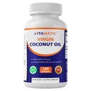 Vitamatic Virgin Coconut Oil Softgels, 3000 mg Por Serving, 60 Servings, 180 Count, Non-GMO, Gluten Free