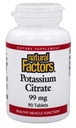 Factores naturales - Citrato de potasio 99mg, soporta músculos saludables, nervios " Corazón, 90 tabletas