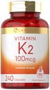 Carlyle Vitamin K2 Suplemento 100 mcg Silencio K2 MK-4 Silencio 240 cápsulas Silencio No GMO &amp; Gluten Gratis