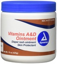 Dinasrex Vitaminas A &amp; D Ungüento, ungüento con vitamina A y protector de la piel de la vitamina D, para el sarpullido y el malestar, blanco, 15 oz Jar