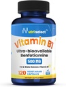 120 cápsulas que contienen 500 mg de vitamina B1, formulada con Benfotiamina, y no es GMO, Vegan y Gluten-Free (1)
