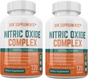 2 Botellas Nitric Oxide Complex 3500mg Por Serving L-Arginine HCL AAKG AKG Alpha Ketoglutarate Citrulline Malate 240 Total Capsules