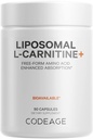 Codeage Liposomal L-Carnitine+ Suplemento - 500 mg L-Carnitine L-Tartrate per Serving - Free-Form Amino Acid - Carnitine - Entrega Liposomal - Vegan, No GMO, Libre de gluten - 90 cápsulas