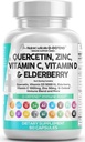 Q Defender Quercetina Suplemento con Zinc Vitamina C Vitamina D Elderberry Turmeric Negro Pepper Ajo Ajo Mar Moss Lysine Stinging Nettle Reishi Mushroom Apoyo 60 cápsulas por Clean Nutra