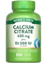 Verdad de la naturaleza Citrato de calcio con vitamina D3 ← 100 cápsulas ← Vegetariano, No GMO &amp; Gluten Suplemento gratuito