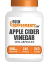 BulkSupplements.com Cápsulas de vinagre de manzana - Cápsulas ACV, Suplementos de vinagre de manzana, Vinagre de manzana 500mg - Gluten Gratis, Cápsula por ser, 240 Cápsulas (Pack of 1)