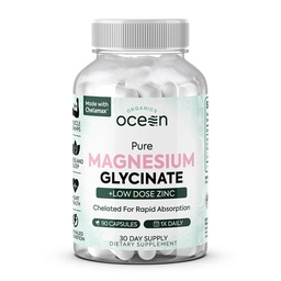 Orgánicas Magnesio Puro Glycinate con Zinc - Maximum Strength Suplemento de magnesio Chelated para Mujeres y Hombres para Calambres musculares y Apoyo al sueño - 90 cápsulas