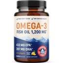 Triple Fuerza Omega 3 Fish Oil 1200 mg TENIDO EPA ' DHA TENIDO Wild Caught, Sosteniblemente Fuente Omega-3 Fatty Acids ANTE Premium Burpless Fish Oil Suplementos ← Non-GMO, Third-Party Tested TEN 30 Softgels