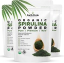 Círculo de la Tierra Orgánicas Spirulina Powder, Kosher, Raw y No-Irradiated ¦ Pure Vegan Protein ← Premium Superfood, High in Amino Acids and Antioxidants - 4 Ounce (3 Packs)
