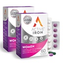 Suplemento de hierro activo 25mg + Multivitamínico para Mujeres – Probado clínicamente para aumentar la energía " Reducir la resistencia – Hierro suave, no exigente + Multivitamina de mujeres – 60 cápsulas + 60 tablas