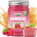 ACEYO (12 OZ) Irish Sea Moss Gel Organic Raw Vegan Raspberry Flavor 102 Vitaminas y Minerales Wild Harvested Non-GMO Immune Defense Booster Thyroid Digestive Support