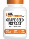 BulkSupplements.comgrape Seed Extract Capsules - Grape Seed Supplement, Antioxidant Supplement - Vegan, 2 cápsulas por Serving, 360 Conde (Pack of 1)