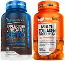 Herbtonics Apple Cider Vinegar Capsules Plus Keto BHB ← Fat Burner &amp; Weight Loss Suplemento para Hombres - Multi Collagen Gummies Tipo 1,2,3,5 &amp; 10 con Biotina para el crecimiento del cabello, la piel, las uñas