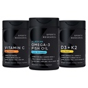 Sports Research 1250 mg Omega 3 Burpless Fish Oil - Wild Alaskan Pollock - (90 Cuenta), High Potency Vegan Vitamina C 1000mg (240 Cuenta) + Vegan 5000iu Vitamina D con 100mcg Mk7 Vitamin K (60 Cuenta)