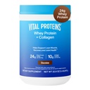 Proteínas Vital Whey Protein Powder+ Colagen Peptides, 24g Proteína Apoyo Recuperación " Salud Conjunta, con Vitamina C, Alrededor de 16 Servings - Chocolate 22.8oz