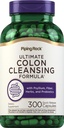 Piping Rock Colon Cleanse Pills  300 Capsules ← Herbal Detox Suplemento Silencio Super Fórmula para Hombres y Mujeres Silencio con Psyllium, Fiber y Probióticos
