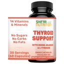 SHIFAA NUTRITION Halal Thyroid Support 30 Servings ← Non-GMO Relief Supplement w/ B12, Iodine, Selenium, L-Tyrosine ← Supports Energy, Metabolism, Focus, Clarity, Cortisol Balance