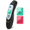Termómetro de frente para adultos y niños con función de oído (exactitud superior, rápido y fácil de usar con alarma de fiebre colorada y 20 memoria, termómetro de temperatura rápido de 1 segundos