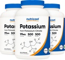 Nutricost Potasio Citrato 99mg, 500 cápsulas (3 botellas)