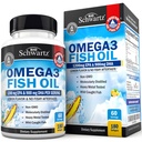 Triple fuerza Omega 3 Fish Oil Suplemento - 2250mg EPA DHA Omega 3 ácidos grasos de pescado fresco salvaje, Burpless Lemon Flavor Fórmula apoya la salud ocular y más, Gluten Free, 180 Softgels