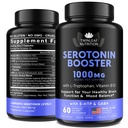 Suplemento natural de serotonina - Hecho en EE.UU. 5HTP Serotonin & Cortisol Manager - Serotonin Booster Vitamin Suplemento para Mujeres con 5-HTP, Vitamina B6, B12, GABA, L Theanine, L Tryptophan - 60 cápsulas